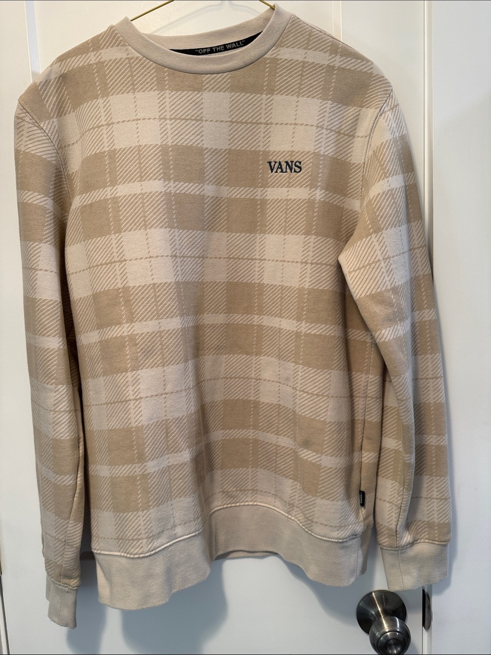 Vans Men's  Beige and Cream Plaid  Sweatshirt